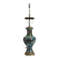 VINTAGE ENAMEL BLUE AND BLACK CLOISONEE LAMP WITH BRONZE BASE