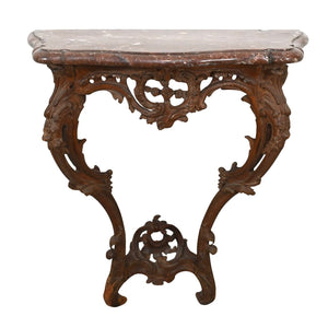 ROCOCO MARBLE TOP CARVED WALL MOUNT CONSOLE