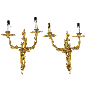 PAIR OF VINTAGE FRENCH STYLE BRONZE SCONCES