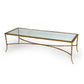 GILT BRONZE AND GLASS, 22 KARAT LEAF DESIGN PAUL FERRANTE COFFEE TABLE