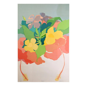 MID CENTURY SIGNED AND NUMBERED FRAMED FLORAL LITHOGRAPH