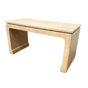 KARL SPRINGER STYLE CREAM RAFFIA WRAPPED  LOW CONSOLE TABLE