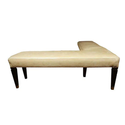 JANSEN STYLE L SHAPE LEATHER BENCH WITH NAILHEAD DETAIL