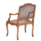 ANTIQUE LOUIS XV STYLE CARVED WALNUT AND CANE FAUTEUIL