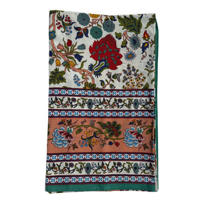 CORAL & TEAL FLORAL TABLECLOTH