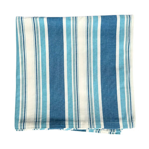 TURQUOISE & NAVY NAUTICAL STRIPE TABLECLOTH