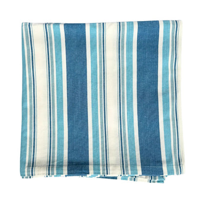 TURQUOISE & NAVY NAUTICAL STRIPE TABLECLOTH