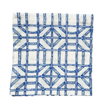 SET OF SIX BLUE BAMBOO TRELLIS NAPKINS