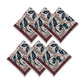 SET OF SIX BLUE & CORAL PHEASANT NAPKINS