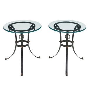 PAIR OF SPANISH COLONIAL STYLE PARCEL-GILT IRON SIDE TABLES