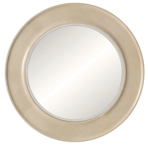 BEVELED GLASS VELLUM ROUND MIRROR
