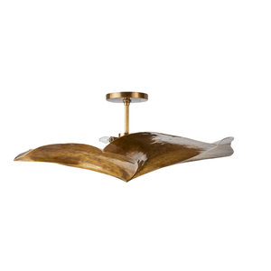HAND FORMED BRASS PETAL SEMI FLUSH MOUNT