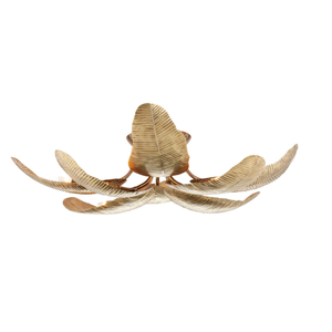 BANANA LEAF INSPIRED VINTAGE BRASS FLUSH MOUNT
