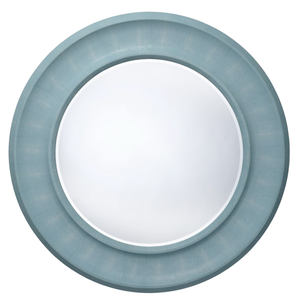 POWDER BLUE FAUX SHAGREEN CIRCULAR MIRROR
