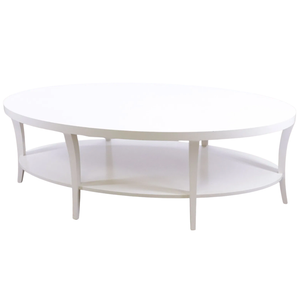 CENTURY FURNITURE CREAM LACQUER OVAL COFFEE TABLE