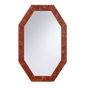 OCTAGONAL RED CORAL MIRROR