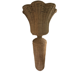 FLOOR WICKER URN AND PEDESTAL