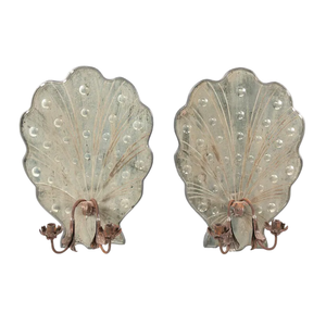 A PAIR OF ITALIAN AND WROUGHT IRON TWO-LIGHT SCONCES