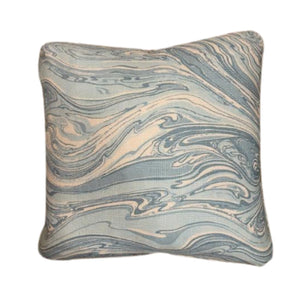 MEG BRAFF MARBLED CALCATTA BLUE SQUARE PILLOW