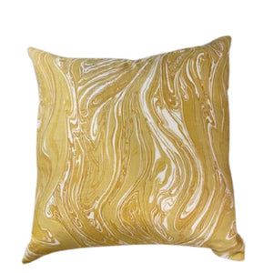 MEG BRAFF OCHRE MARBLED SQUARE PILLOW