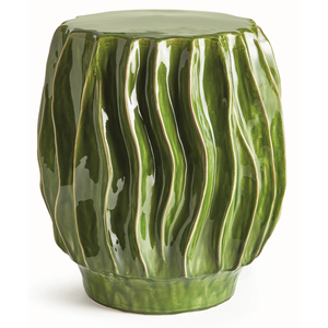 GREEN GLAZED SCULPTURAL GARDEN STOOL
