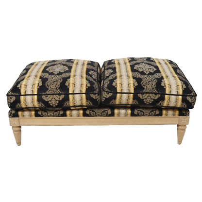 LOUIS XVI STYLE PAINTED AND UPHOLSTERED OTTOMAN OR BENCH