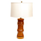 PAIR OF VINTAGE HAND CARVED BAMBOO FORM MID CENTURY TABLE LAMPS