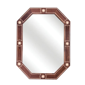 OBLONG WOOD AND BONE INLAY LARGE OCTAGONAL MIRROR