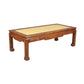 ASIAN MAHOGANY COFFEE TABLE WITH INSET WICKER TOP