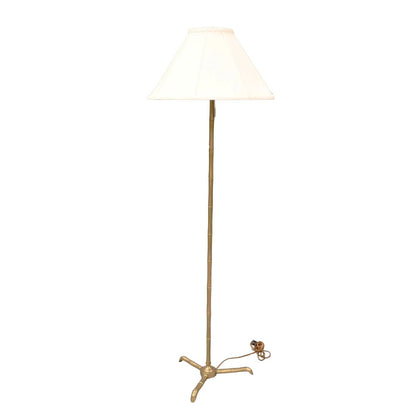 VINTAGE VAUGHAN UNLACQUERED BRASS BAMBOO STYLE FLOOR LAMP