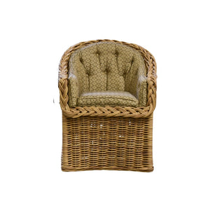 OUTDOOR WICKER WORKS TUB CHAIR WITH TUFTED CUSHION