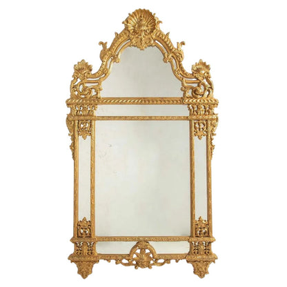 MONUMENTAL GILTWOOD ARCH SHELL CREST MIRROR
