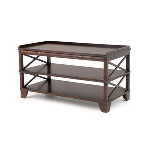 DAVID IATESTA THREE TIER MAHOGANY CONSOLE TABLE WITH PULLOUT SURFACE