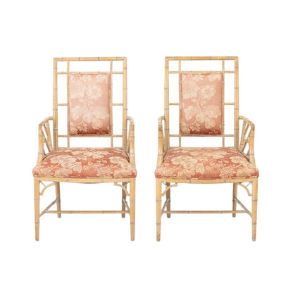 PAIR OF CHINESE CHIPPENDALE BAMBOO ARM CHAIRS
