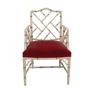CHINESE CHIPPENDALE PAINTED BAMBOO CHAIR WITH RED HIGHLIGHTS