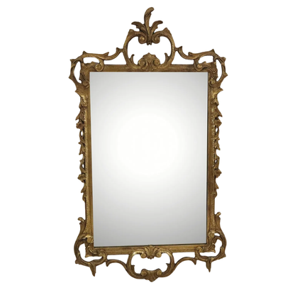 ORNATE CARVED LOUIS XV PAINTED GILT MIRROR
