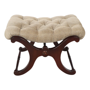 SINGLE TUFTED X FORM MAHOGANY STOOL