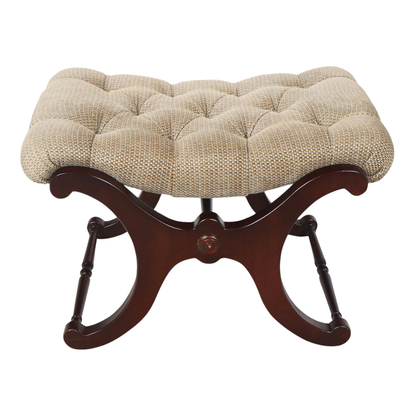 SINGLE TUFTED X FORM MAHOGANY STOOL