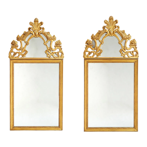 PAIR OF GILTWOD ROCOCO STYLE MIRRORS