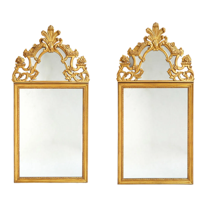 PAIR OF GILTWOD ROCOCO STYLE MIRRORS