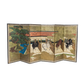 PAIR OF JAPANESE PAINTED HORSE SCENE FOLDING SCREENS, 6 PANELS EACH