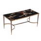 JANSEN STYLE CARVED & PAINTED CHINOISERIE COFFEE TABLE WITH BRASS & STEEL BASE