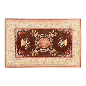 BROWN & PEACH CHINOISERIE STYLE ROOM SIZE RUG