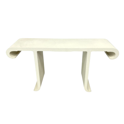 KARL SPRINGER INSPIRED GRASSCLOTH WRAPPED ASIAN IVORY CONSOLE