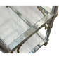 MAISON JANSEN STYLE FIVE TIER ETAGERE, CHROME WITH BRASS DETAILS
