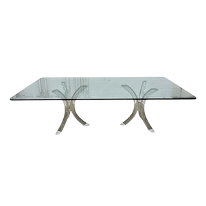 MID CENTURY MODERN LUCITE & GLASS DINING TABLE, CHARLES HOLLIS JONES