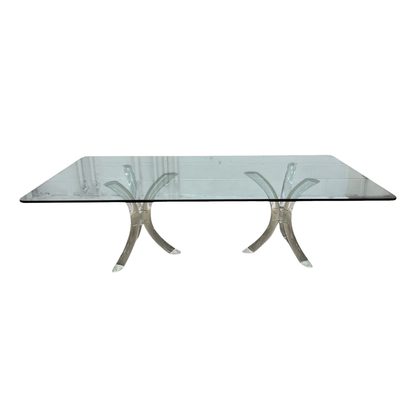 MID CENTURY MODERN LUCITE & GLASS DINING TABLE, CHARLES HOLLIS JONES