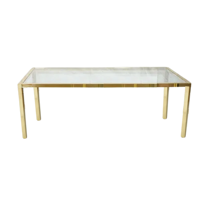 VINTAGE 1970'S LARGE BRASS & GLASS DINING TABLE