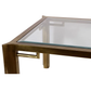 CUSTOM VINTAGE CHONOISERIE STYLE BRASS & GLASS DINING TABLE WITH LEAF