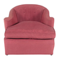 PAIR OF VINTAGE ROUGE UPHOLSTERED SCROLL ARM CLUB CHAIRS